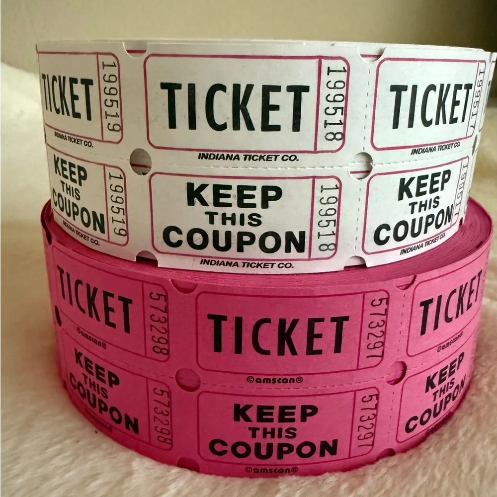 Amscan Pink and White Raffle Ticket Rolls